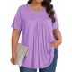 Tencede Womens Plus Size Tops Tunic Short Sleeve Crew Neck Shirts Casual Soft Blouse 1X-5X